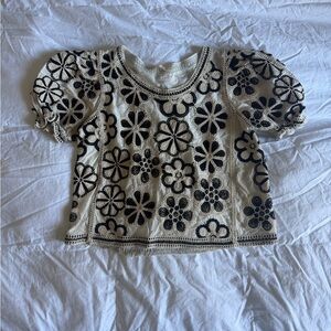 Solitaire Black and Cream Floral Blouse